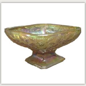 Vintage amber Carnival glass dish